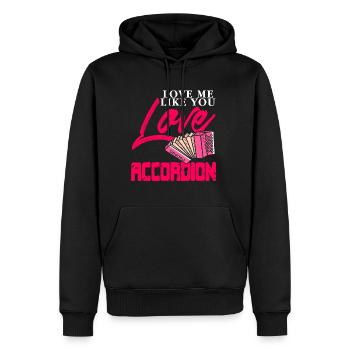 Love me like you love accordion - Männer Premium Bio Hoodie - Schwarz - Vorne - Nico (187cm)