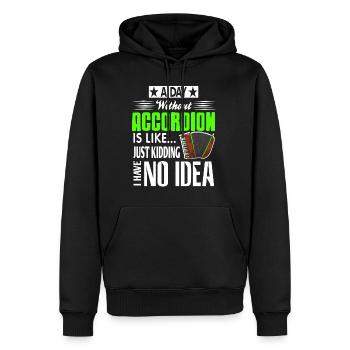 A day without Accordion is like just kidding - Männer Premium Bio Hoodie - Schwarz - Vorne - Nico (187cm)