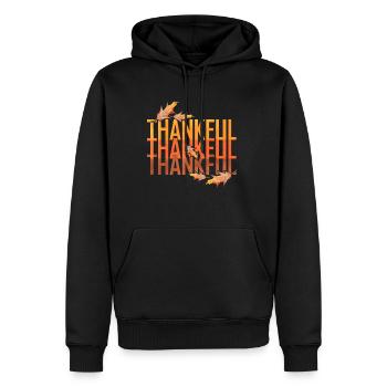 Logo Thankful Vintage Brown Leaves Thankful pour - Sweat à capuche Premium bio Homme - noir - Devant - Nico (187cm)