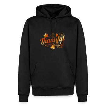 Ornement feuilles d’érable brunes reconnaissantes le - Sweat à capuche Premium bio Homme - noir - Devant - Nico (187cm)
