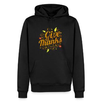 Give Thanks Logo For Thanksgiving - Männer Premium Bio Hoodie - Schwarz - Vorne - Nico (187cm)
