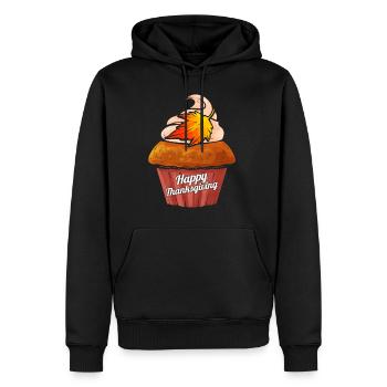 Muffin à la citrouille Joyeux Thanksgiving - Sweat à capuche Premium bio Homme - noir - Devant - Nico (187cm)