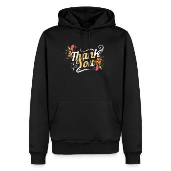 Merci Logo pour Thanksgiving - Sweat à capuche Premium bio Homme - noir - Devant - Nico (187cm)
