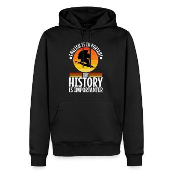 English is important but history is importanter - Men’s Premium Organic Hoodie - black - Front - Nico (187cm)