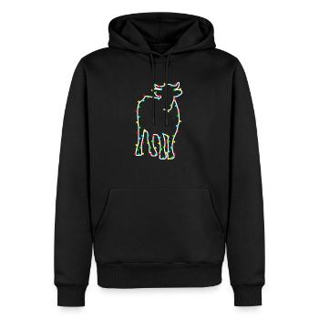 Chemise de vache à chaîne lumineuse de Noël - Sweat à capuche Premium bio Homme - noir - Devant - Nico (187cm)