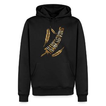Big Brown Turkey Feathers Thanksgiving - Sweat à capuche Premium bio Homme - noir - Devant - Nico (187cm)