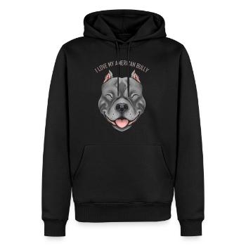 Dog Lover - I Love My American Bully - Männer Premium Bio Hoodie - Schwarz - Vorne - Nico (187cm)