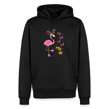 Fa la la la mingo Flamingo - Men’s Premium Organic Hoodie - black - Front - Nico (187cm)