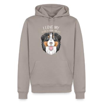 Dog Lover - I Love My Bernese Mountain Dog - Männer Premium Bio Hoodie - Taupe - Vorne - Nico (187cm)