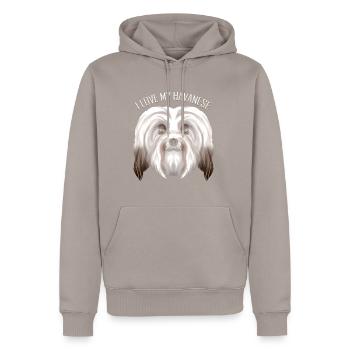 Dog Lover - J’aime mon havanais - Sweat à capuche Premium bio Homme - taupe - Devant - Nico (187cm)