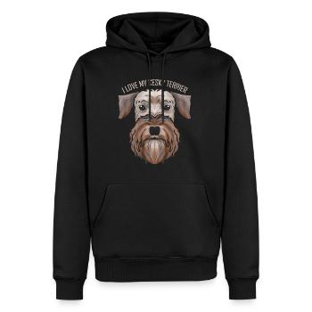 Amoureux des chiens - J’aime mon Cesky Terrier - Sweat à capuche Premium bio Homme - noir - Devant - Nico (187cm)