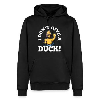Je m’en fous - Sweat à capuche Premium bio Homme - noir - Devant - Nico (187cm)