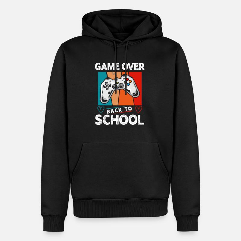 École Game Over - Sweat à capuche Premium bio Homme - noir