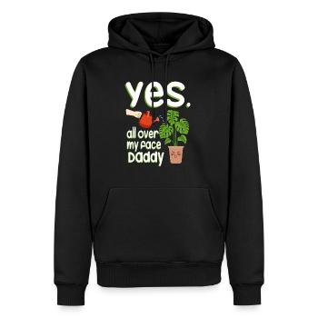 Oui partout sur mon visage Daddy Monstera Plantes - Sweat à capuche Premium bio Homme - noir - Devant - Nico (187cm)