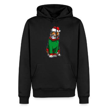 Tigre en costume de Noël - Sweat à capuche Premium bio Homme - noir - Devant - Nico (187cm)