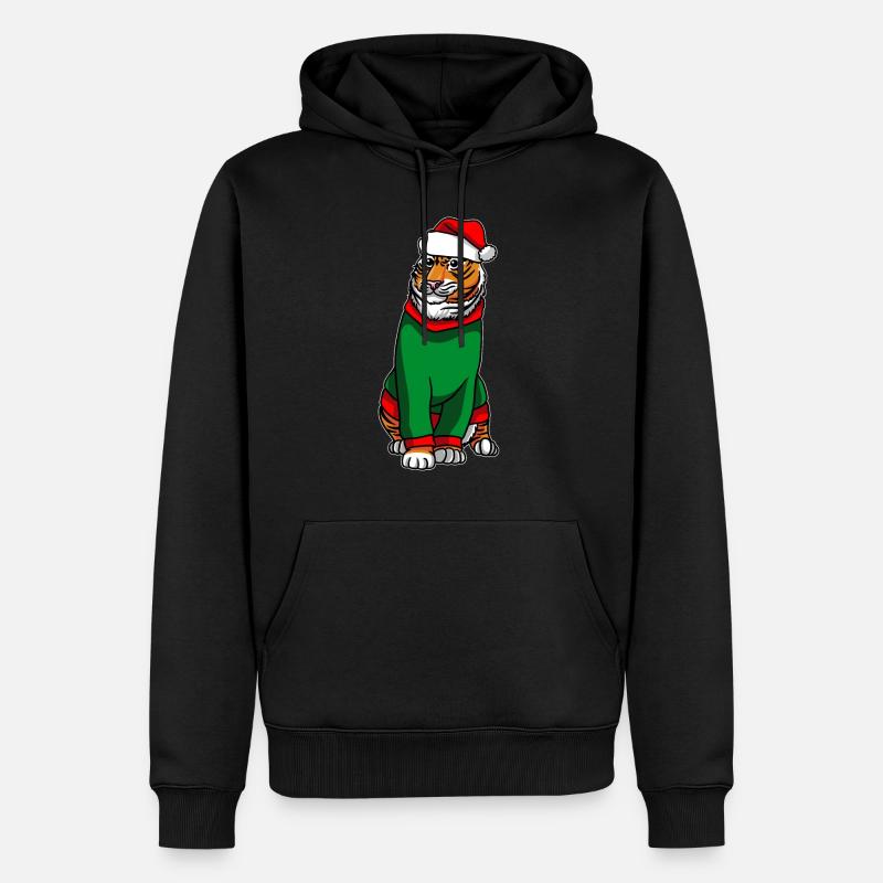 Tigre en costume de Noël - Sweat à capuche Premium bio Homme - noir