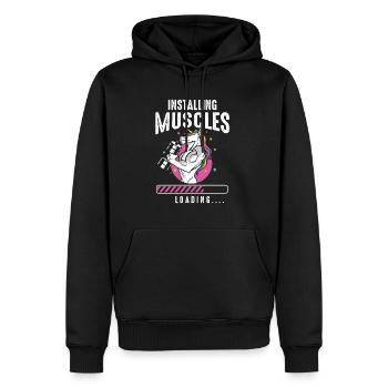Installing Muscles Loading Workout Gym Unicorn - Männer Premium Bio Hoodie - Schwarz - Vorne - Nico (187cm)