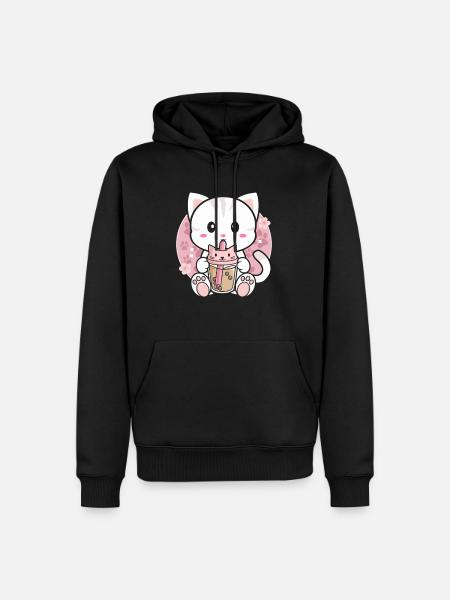 Cat Bubble Tea - Men’s Premium Organic Hoodie - black
