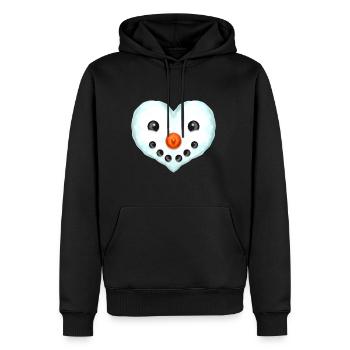 Visage de bonhomme de neige en forme de cœur pour Noël - Sweat à capuche Premium bio Homme - noir - Devant - Nico (187cm)