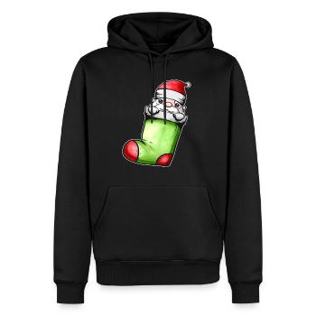Mignon Kawaii Santa In Sock On Chimney Fireplace - Sweat à capuche Premium bio Homme - noir - Devant - Nico (187cm)