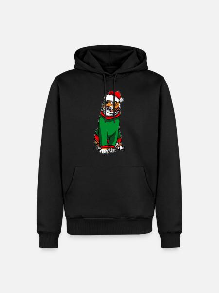 Tigre avec pull de Noël - Sweat à capuche Premium bio Homme - noir
