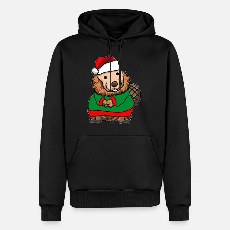 Castor Père Noël - Sweat à capuche Premium bio Homme - noir