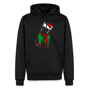 Bulldog avec chapeau de Noël costume de Noël - Sweat à capuche Premium bio Homme - noir - Devant - Nico (187cm)