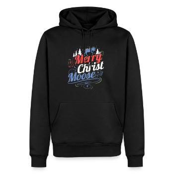 Merry Christ Moose Merry Christmas - Männer Premium Bio Hoodie - Schwarz - Vorne - Nico (187cm)
