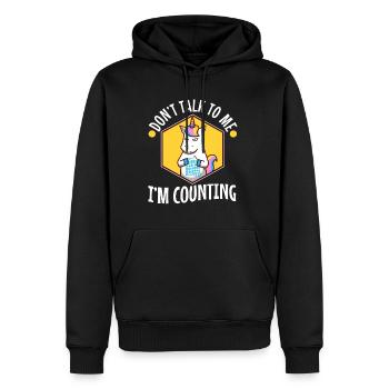 Don't Talk To Me I'm Counting - Männer Premium Bio Hoodie - Schwarz - Vorne - Nico (187cm)