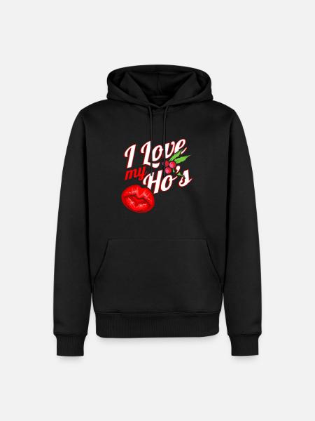 I Love My Ho's Kissing Mouth Mistletoe Christmas - Men’s Premium Organic Hoodie - black