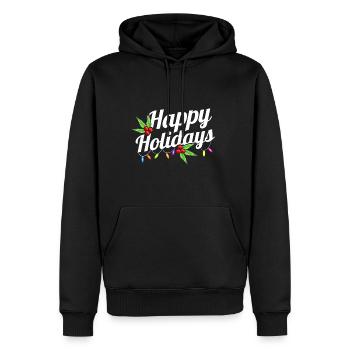 Happy Holidays Logo With Fairy Lights Mistletoe - Männer Premium Bio Hoodie - Schwarz - Vorne - Nico (187cm)