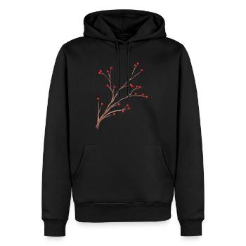 Branche de brumes aux fruits rouges pour Noël - Sweat à capuche Premium bio Homme - noir - Devant - Nico (187cm)