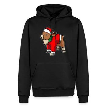 Chèvre avec pull de Noël - Sweat à capuche Premium bio Homme - noir - Devant - Nico (187cm)