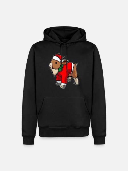 Chèvre avec pull de Noël - Sweat à capuche Premium bio Homme - noir