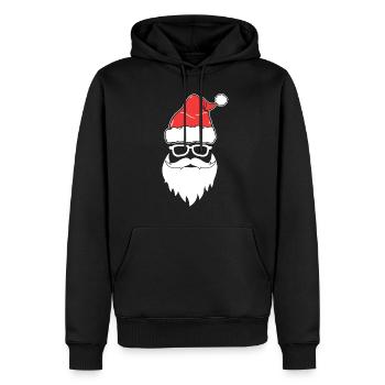 Visage cool du Père Noël avec des lunettes - Sweat à capuche Premium bio Homme - noir - Devant - Nico (187cm)