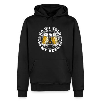 Ho Ho Halte Mein Bier - Männer Premium Bio Hoodie - Schwarz - Vorne - Nico (187cm)