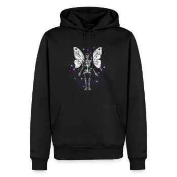 Skeleton Butterfly Dripping Skull Goth - Männer Premium Bio Hoodie - Schwarz - Vorne - Nico (187cm)