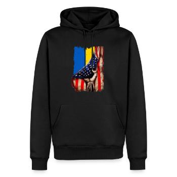 Fight for Ukraine USA Flagge Ukraine - Männer Premium Bio Hoodie - Schwarz - Vorne - Nico (187cm)