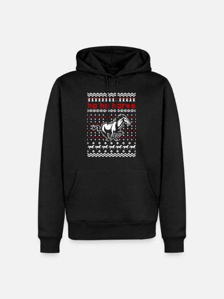 Ho Ho Pferd - Männer Premium Bio Hoodie - Schwarz