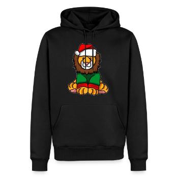 Chapeau de Noël du lion - Sweat à capuche Premium bio Homme - noir - Devant - Nico (187cm)