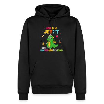 Ich bin jetzt ein Kindergartenkind Drache - Männer Premium Bio Hoodie - Schwarz - Vorne - Nico (187cm)