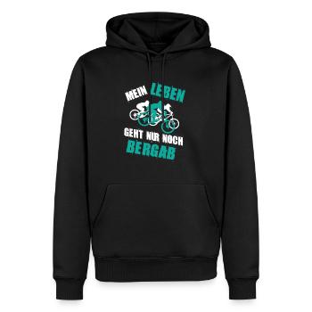 Downhill Mein Leben geht nur noch Bergab - Männer Premium Bio Hoodie - Schwarz - Vorne - Nico (187cm)