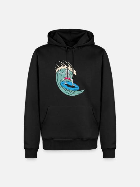 Surfendes Skelett - Männer Premium Bio Hoodie - Schwarz