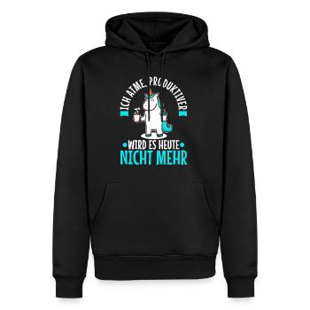 Ich atme produktiver wird es heute nicht - Männer Premium Bio Hoodie - Schwarz - Vorne - Nico (187cm)