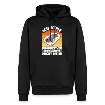 Ich atme produktiver wird es heute nicht - Männer Premium Bio Hoodie - Schwarz - Vorne - Nico (187cm)