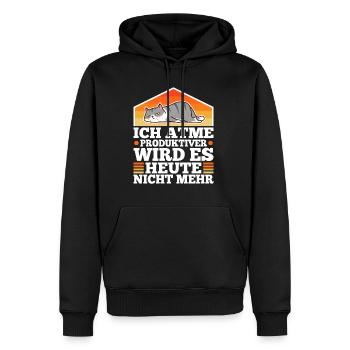 Ich atme produktiver wird es heute nicht - Männer Premium Bio Hoodie - Schwarz - Vorne - Nico (187cm)