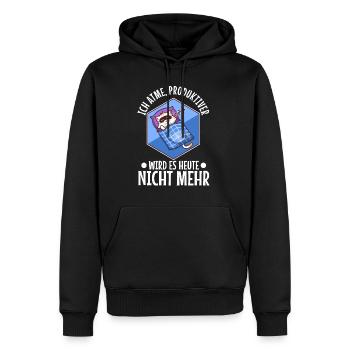 Ich atme produktiver wird es heute nicht - Männer Premium Bio Hoodie - Schwarz - Vorne - Nico (187cm)