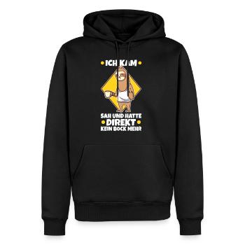 Ich kam sah und hatte direkt keinen bock mehr - Männer Premium Bio Hoodie - Schwarz - Vorne - Nico (187cm)