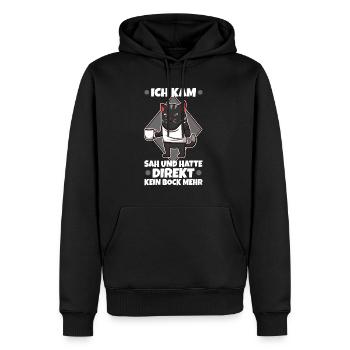 Ich kam sah und hatte direkt keinen bock mehr - Männer Premium Bio Hoodie - Schwarz - Vorne - Nico (187cm)