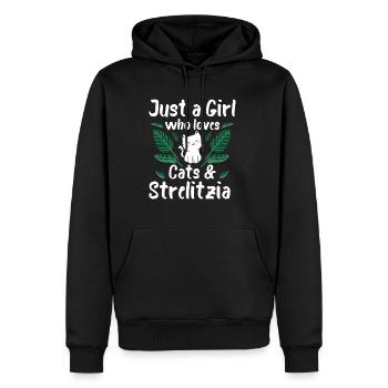 Just A Girl Who Loves Cats and Strelizia Katze - Männer Premium Bio Hoodie - Schwarz - Vorne - Nico (187cm)